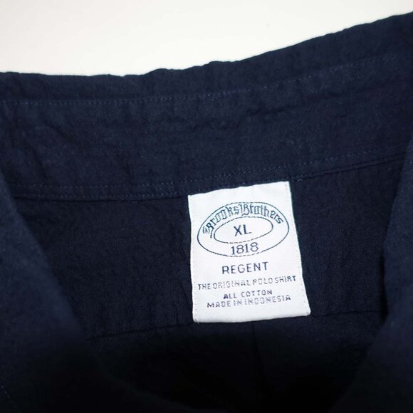 Brooks Brothers Men's Seersucker Regent Button Front Shirt Size XL Navy Blue - Picture 3 of 4